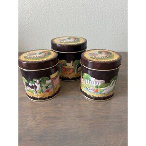 Set 3 Pat Albeck for J. Luber Tin Canisters Farmhouse Decor